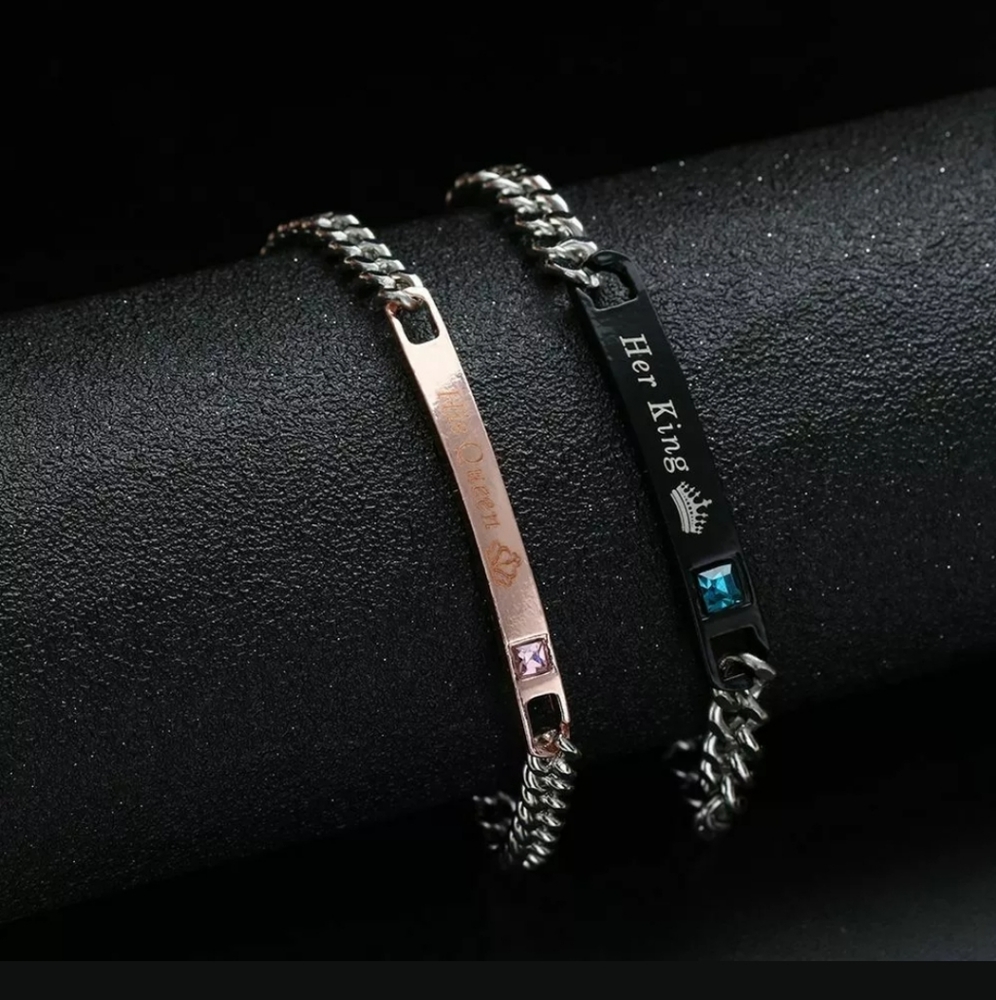HIS QUEEN---- HER KING ---COUPLES BRACELET SET